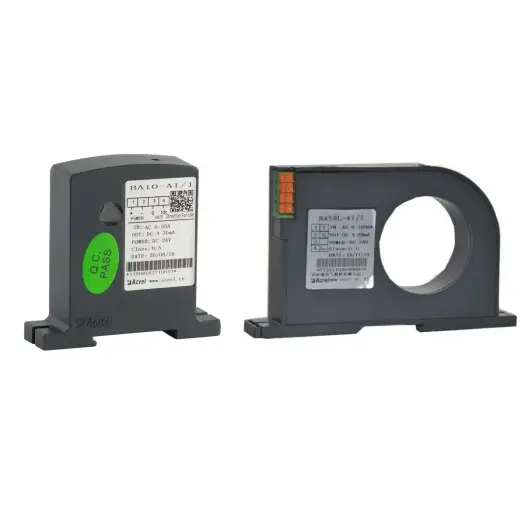 What is the function of a current transducer with dc output?